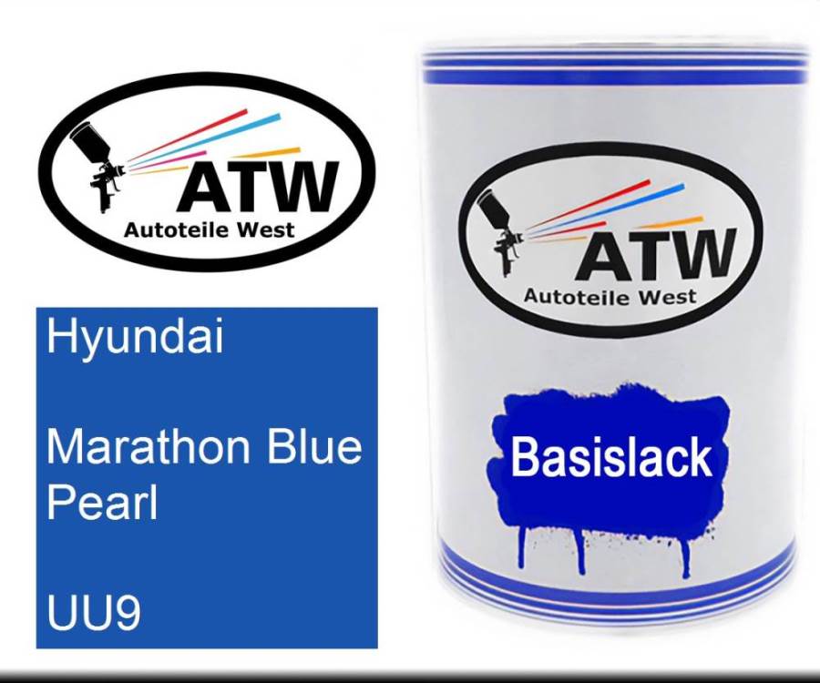 Hyundai, Marathon Blue Pearl, UU9: 500ml Lackdose, von ATW Autoteile West.